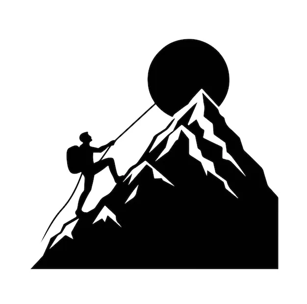 Osoba pokonująca przeszkodę, wspinaczka, symbol wytrwałości