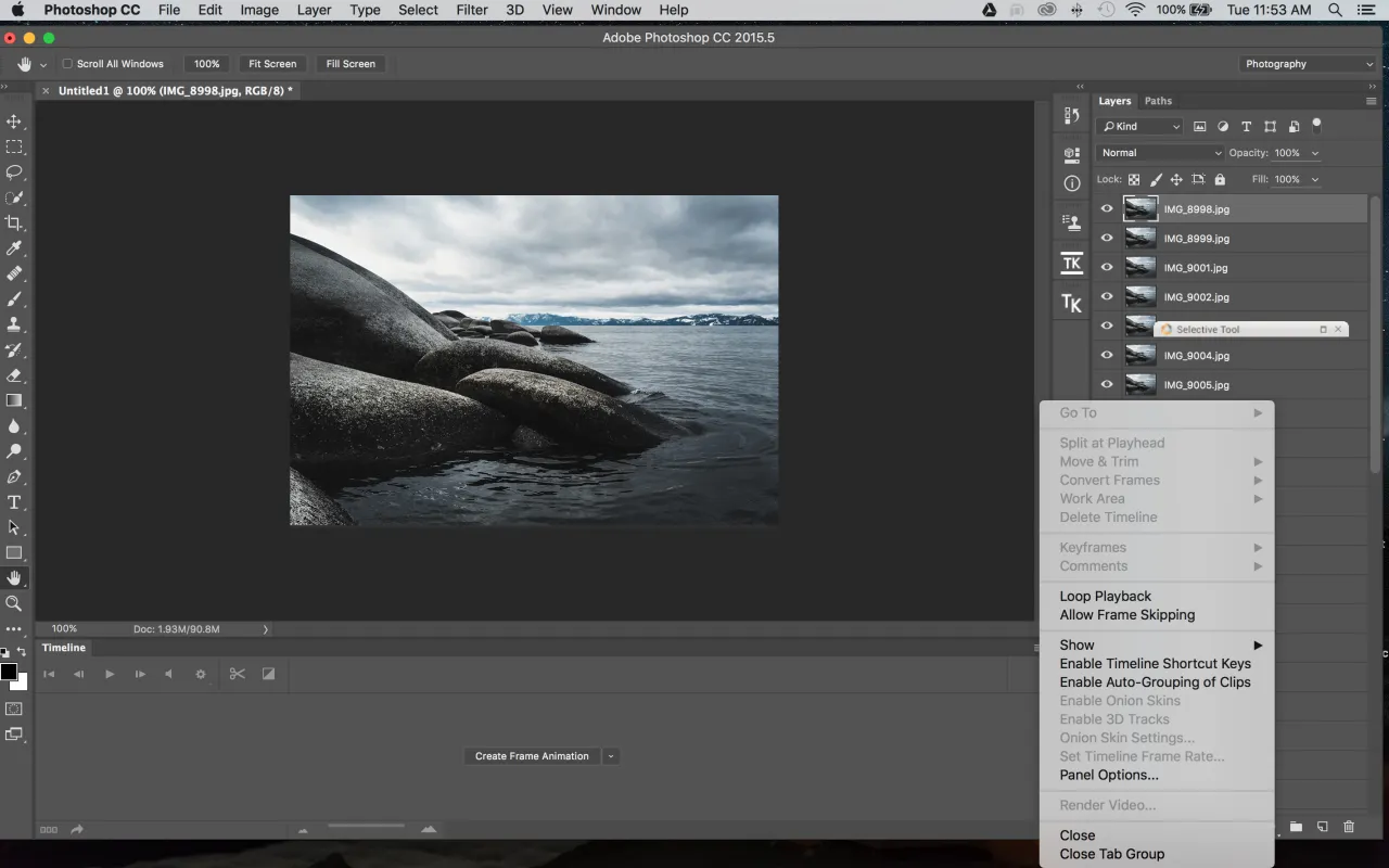 Adobe Photoshop timeline animation frames from layers