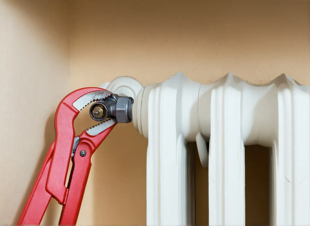 Stary grzejnik żeliwny odpowietrznik