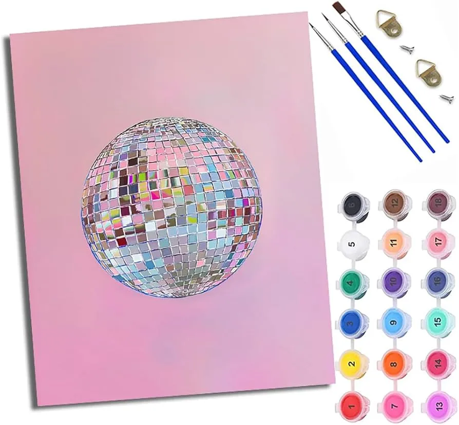 Malen nach Zahlen Set Inhalt, Farben Pinsel Leinwand