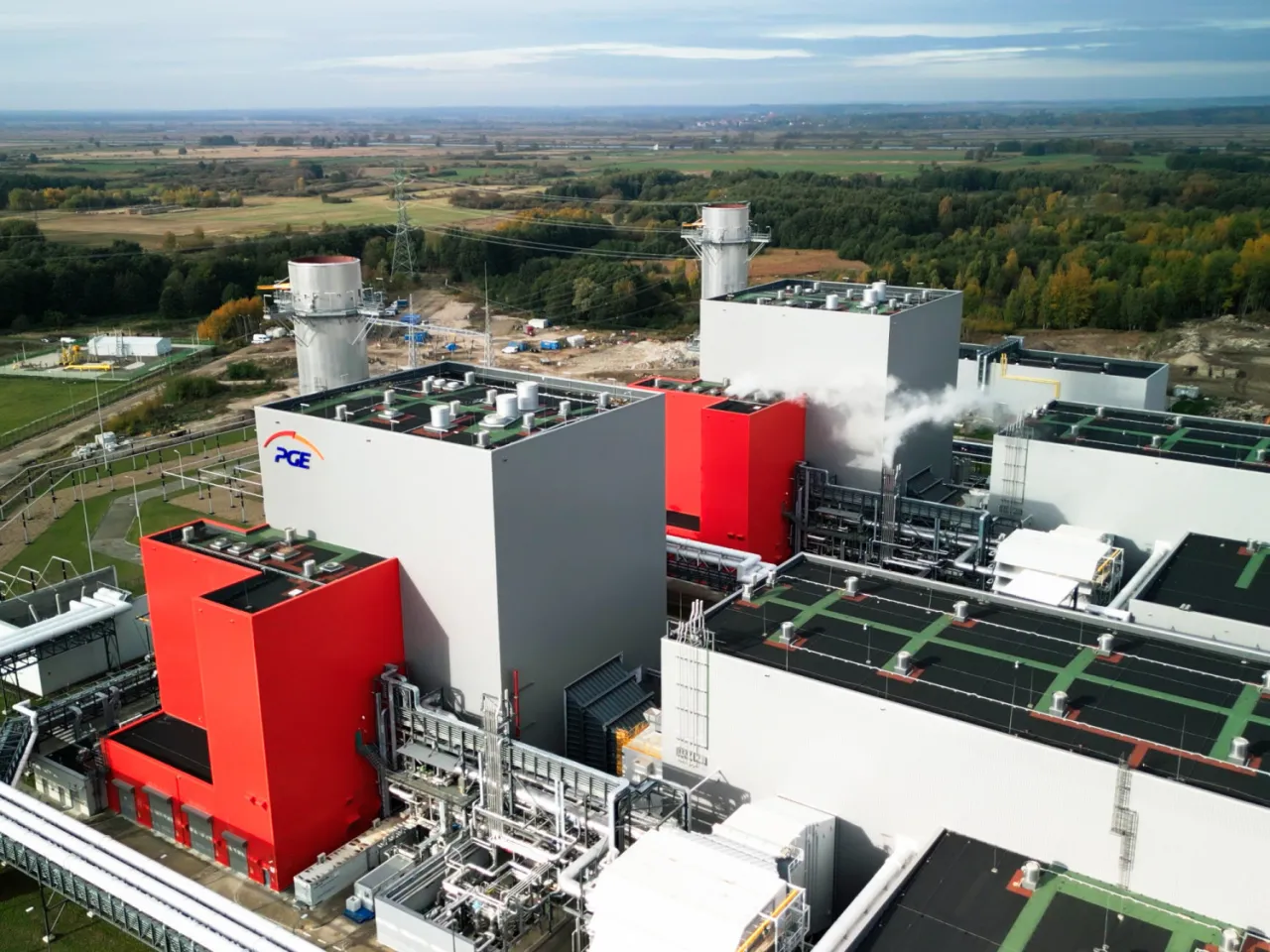 Elektrownia Dolna Odra widok z lotu ptaka transformacja