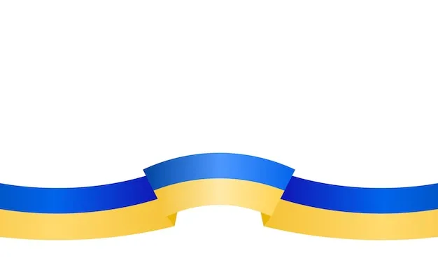 Ukrainian blue and yellow ribbon on a white background