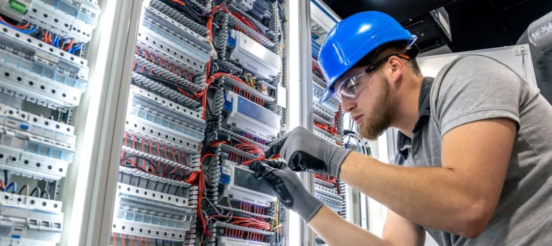 elektryk w pracy, różne typy instalacji