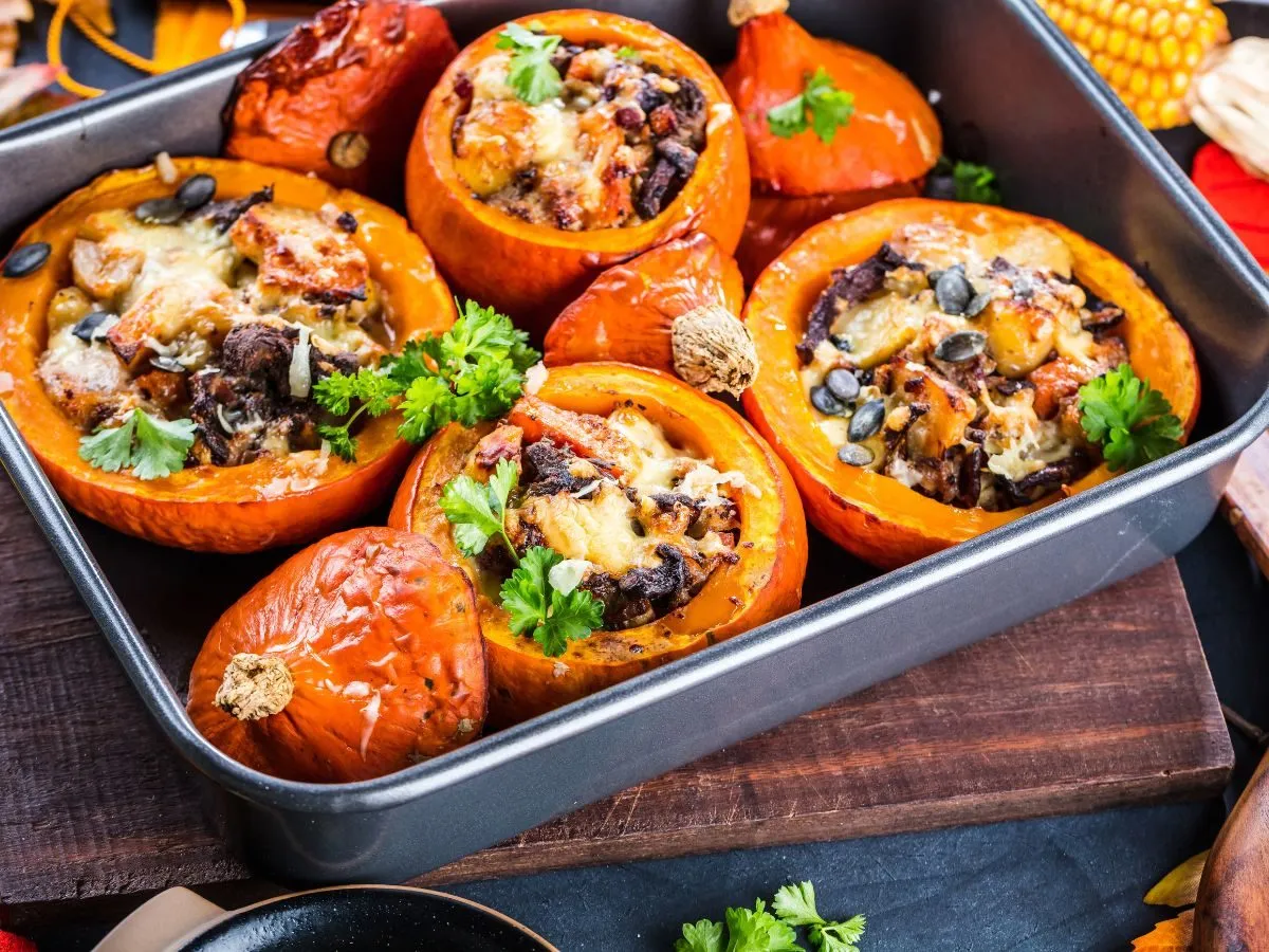 różne dania z dyni, kolaż przepisów