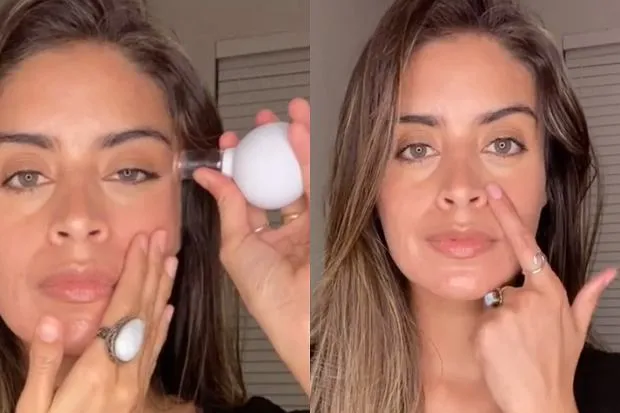 kobieta z podrażnioną sk&oacute;rą twarzy po masażu bańką