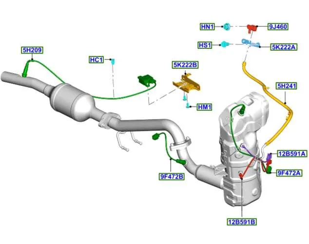 Ford Kuga czujnik różnicy ciśnień DPF lokalizacja schemat