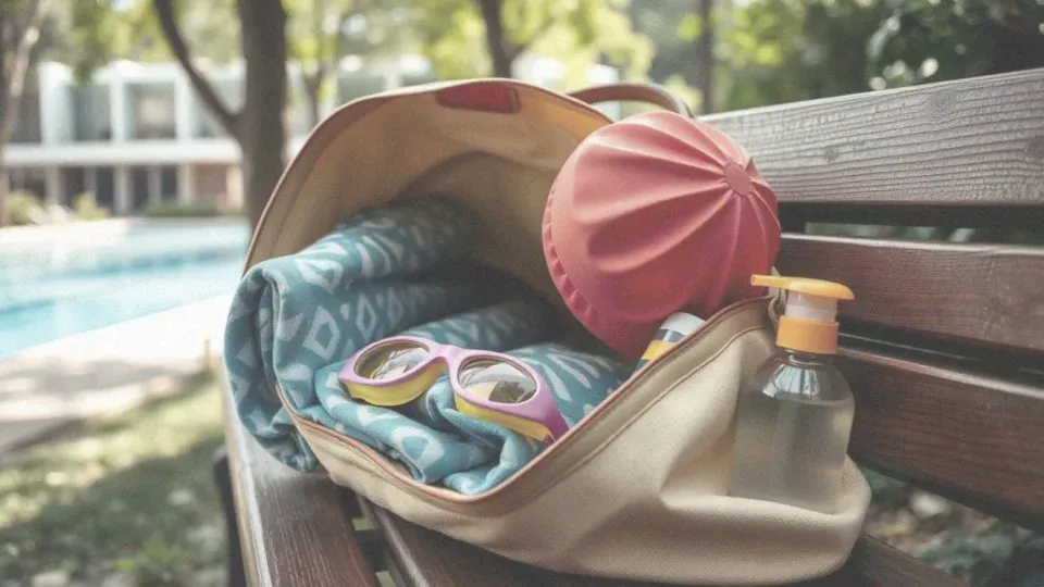 rzeczy spakowane na basen klapki str&oacute;j kąpielowy czepek