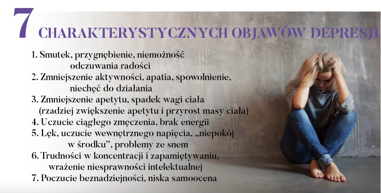 osoba smutna z zamyślonym wyrazem twarzy, symbolizująca objawy depresji