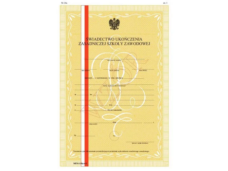 świadectwo ukończenia szkoły zawodowej
