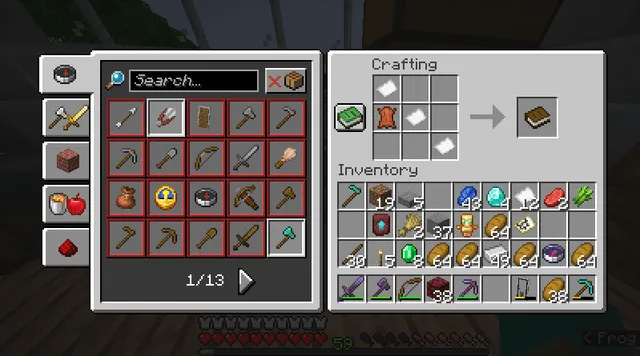 Minecraft crafting recipe book paper leather
