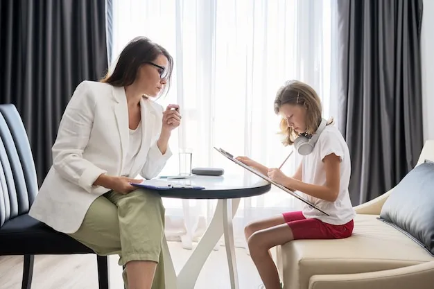 Psycholog dziecięcy rozmawiający z dzieckiem