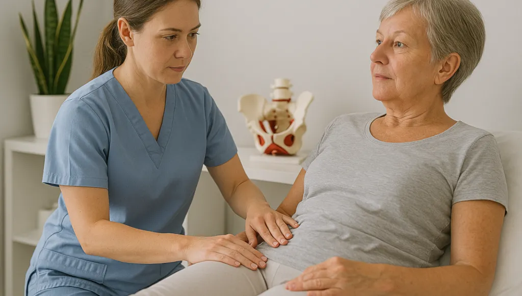 Fizjoterapeuta uroginekologiczny podczas konsultacji z pacjentką