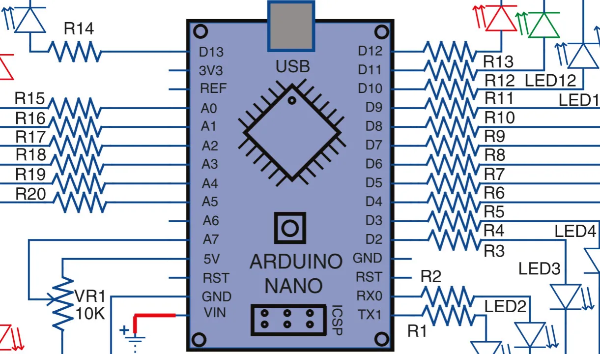 mikrokontroler Arduino z diodami i przewodami dla nastolatk&oacute;w