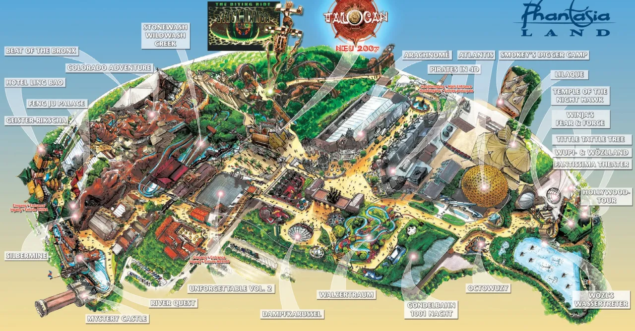 Phantasialand Übersichtskarte Attraktionen