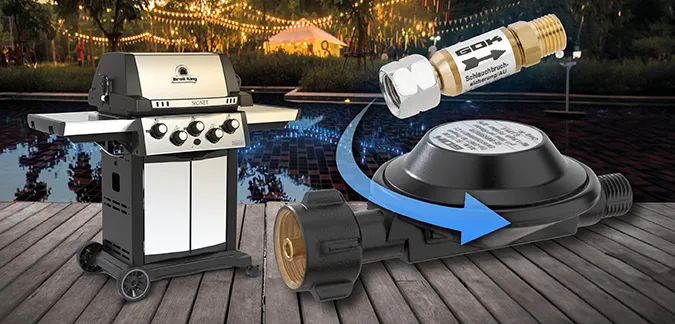 Gewerbedruckregler mit Schlauchbruchsicherung Gasgrill