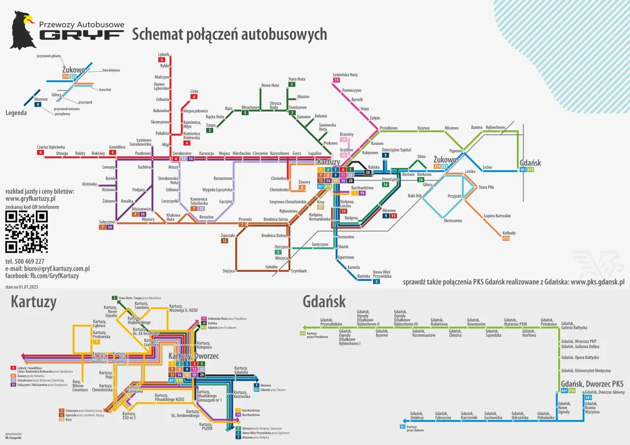 Mapa przystank&oacute;w autobusowych Gryfice
