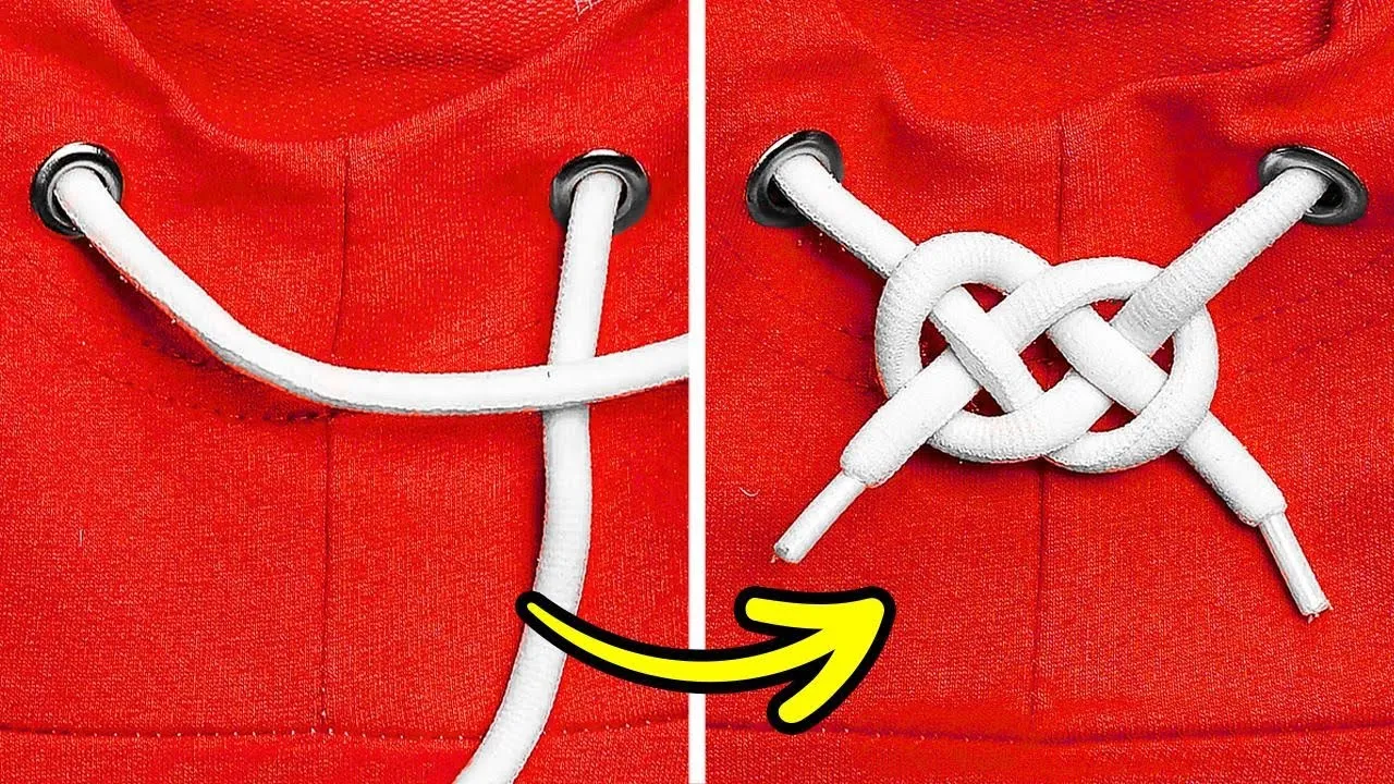 jak zawiązać prosty supeł na sznurku bluzy instrukcja