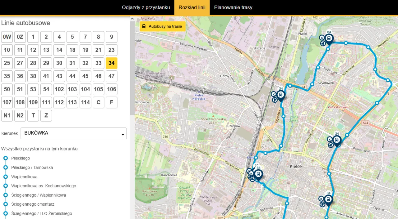 aplikacja rozkład jazdy autobusów kielce