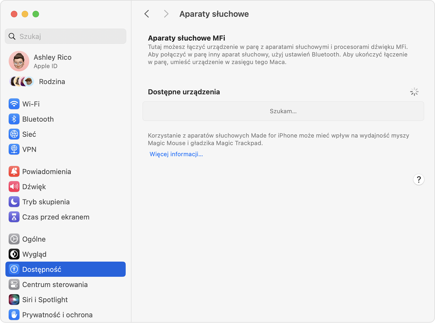 Ustawienia Maca: jak połączyć aparat słuchowy z telefonem. Widok 