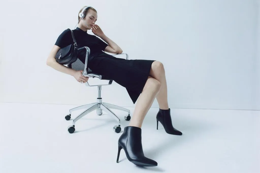 botki na obcasie do sukienki midi stylizacje