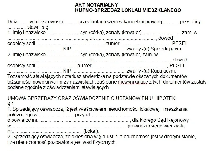 Dokumenty do sprzedaży mieszkania