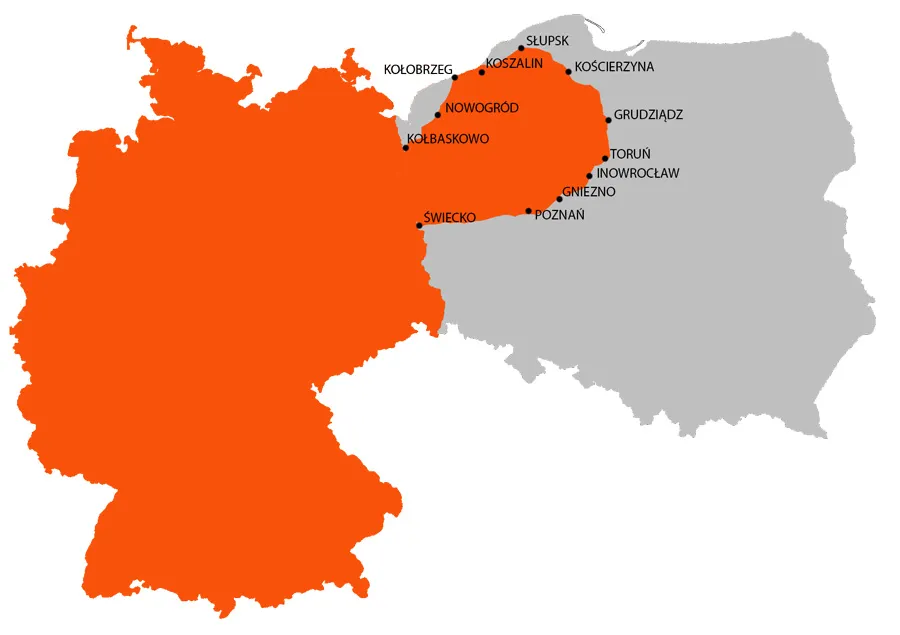 Mapa tras busów Polska Niemcy, busy door to door