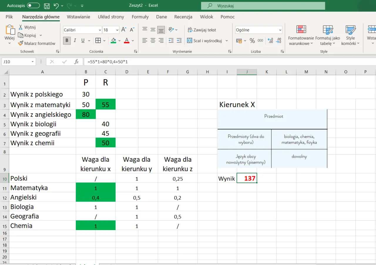Kalkulator punkt&oacute;w rekrutacyjnych do liceum