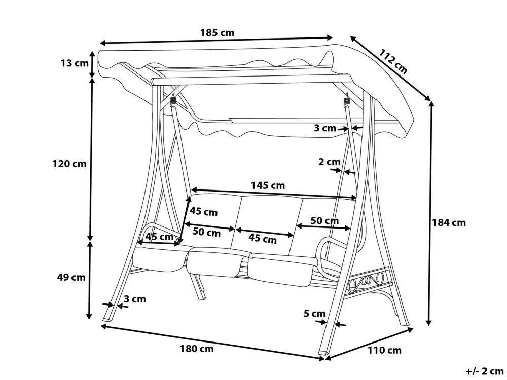 projekt ławki do huśtawki wymiary schemat