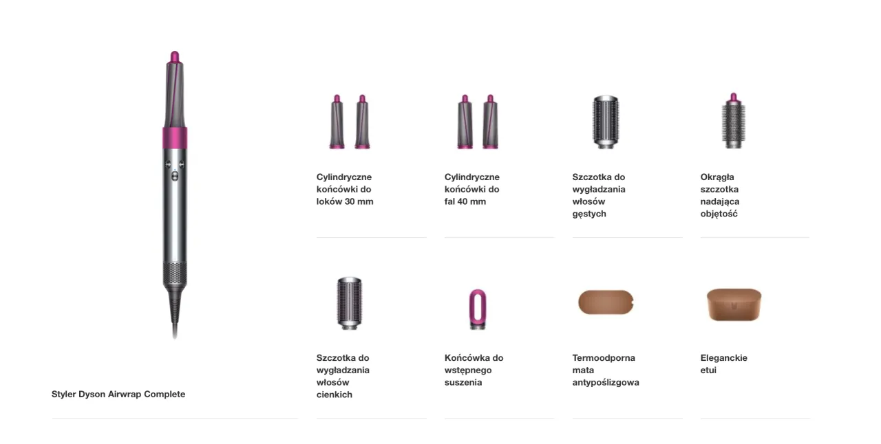 Dyson Airwrap wszystkie końcówki i ich zastosowanie