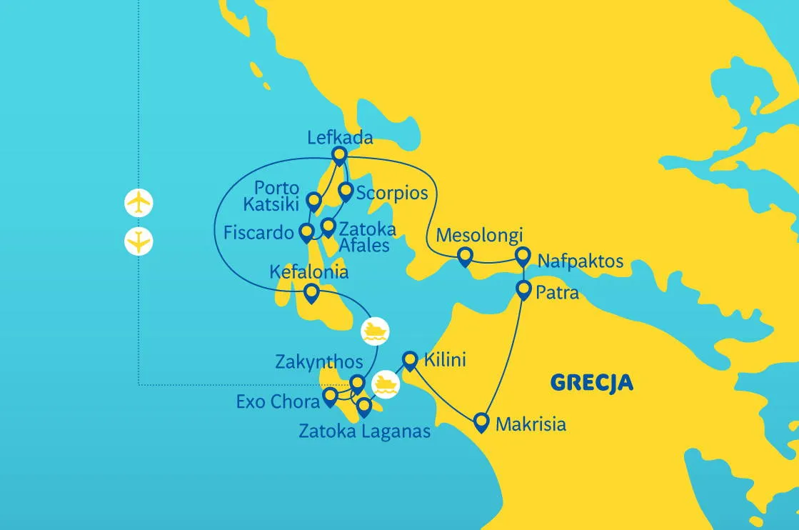 Mapa lotu Polska Zakynthos