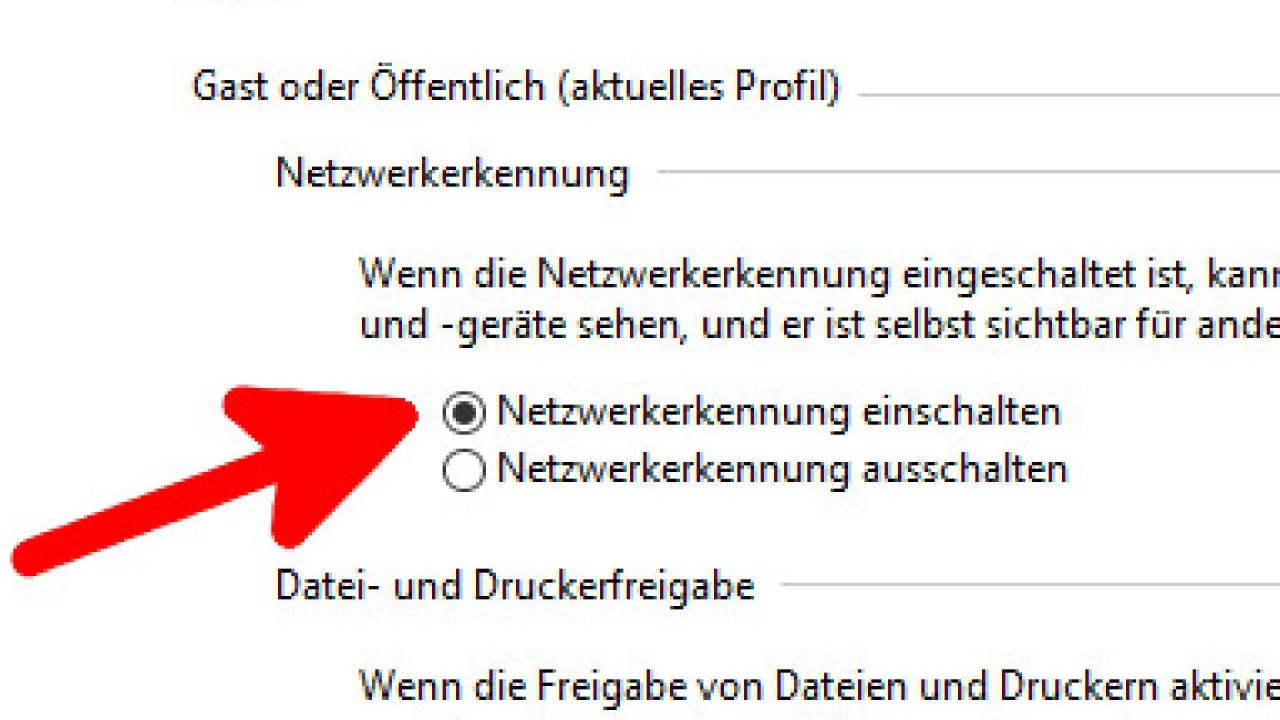 Windows Netzwerkerkennung