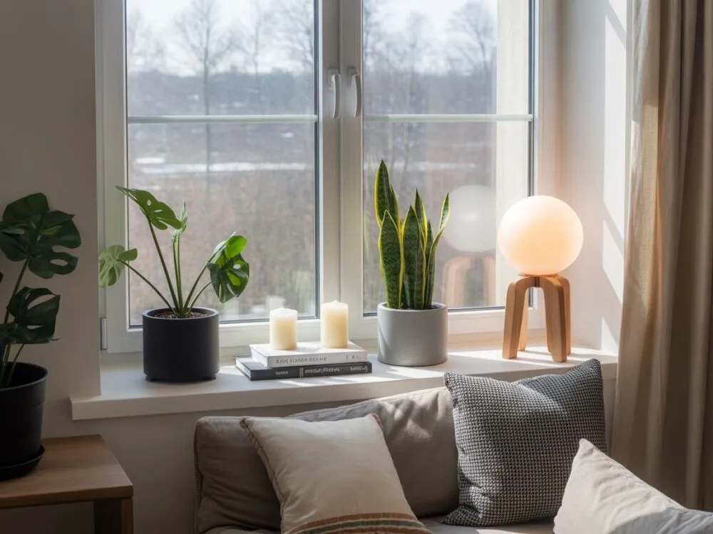 sezonowe dekoracje parapetu, parapet wiosna lato jesień zima