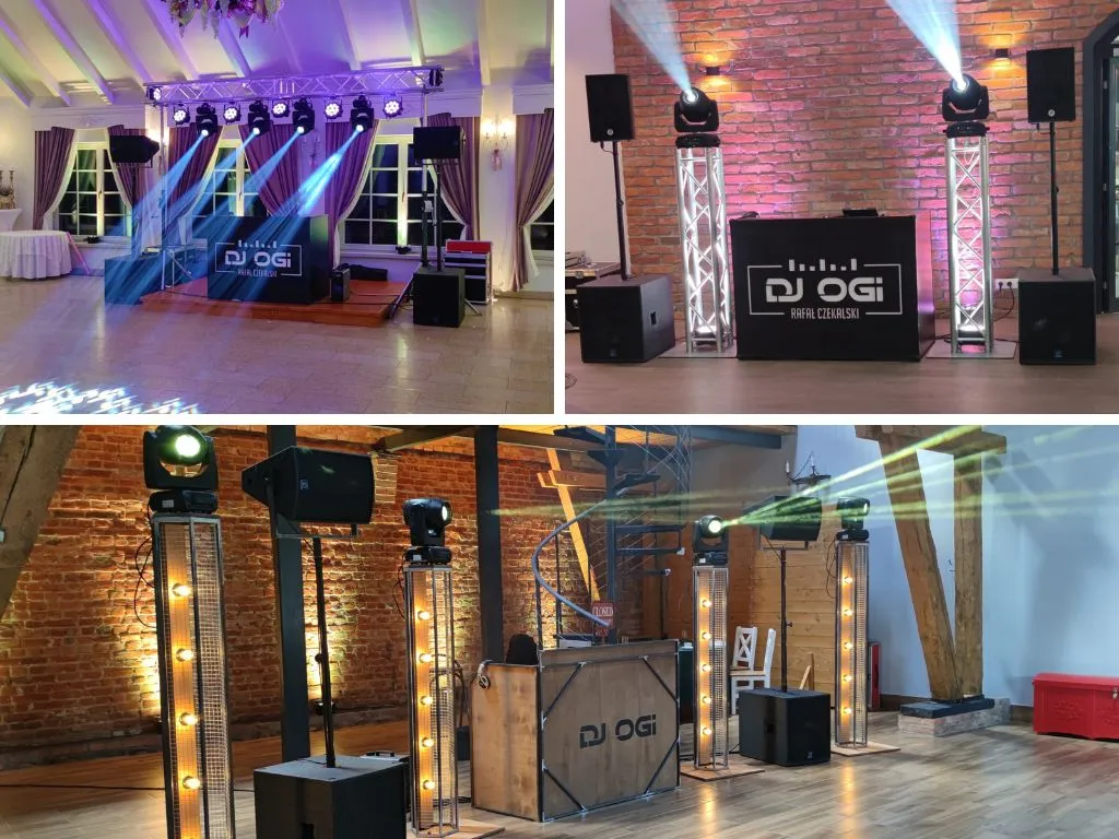 DJ z zestawem oświetlenia i nagłośnienia na scenie
