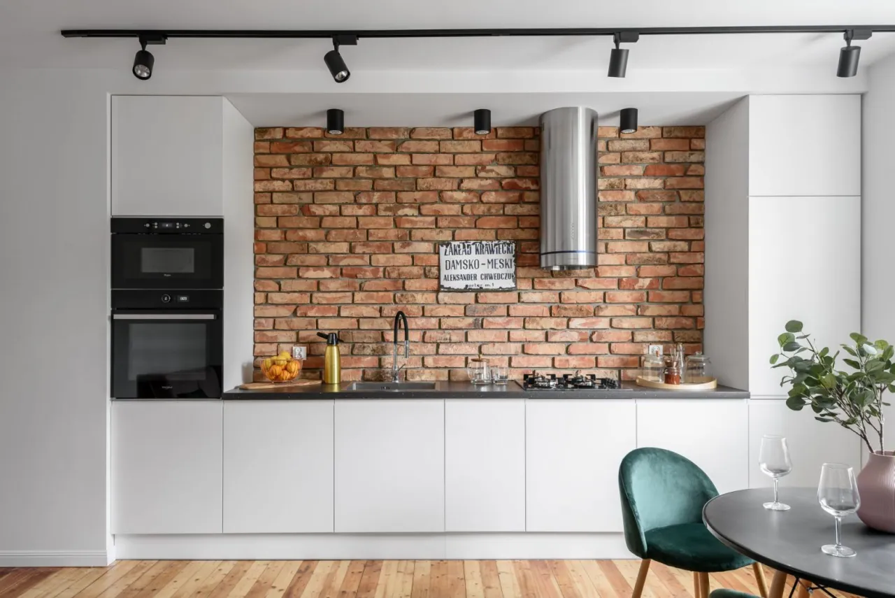 cegła kamień konglomerat kuchnia inspiracje