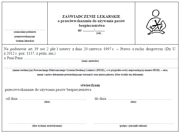osoby zwolnione z obowiązku pasów bezpieczeństwa