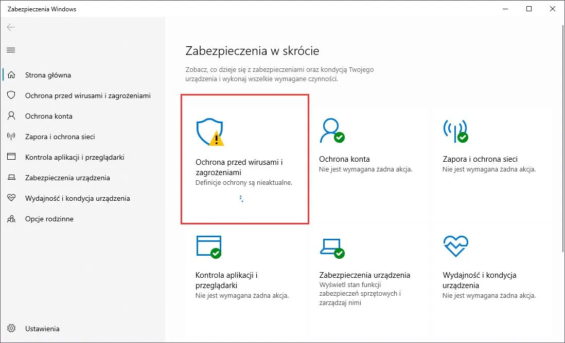 Microsoft Defender ustawienia ochrona przed wirusami i zagrożeniami