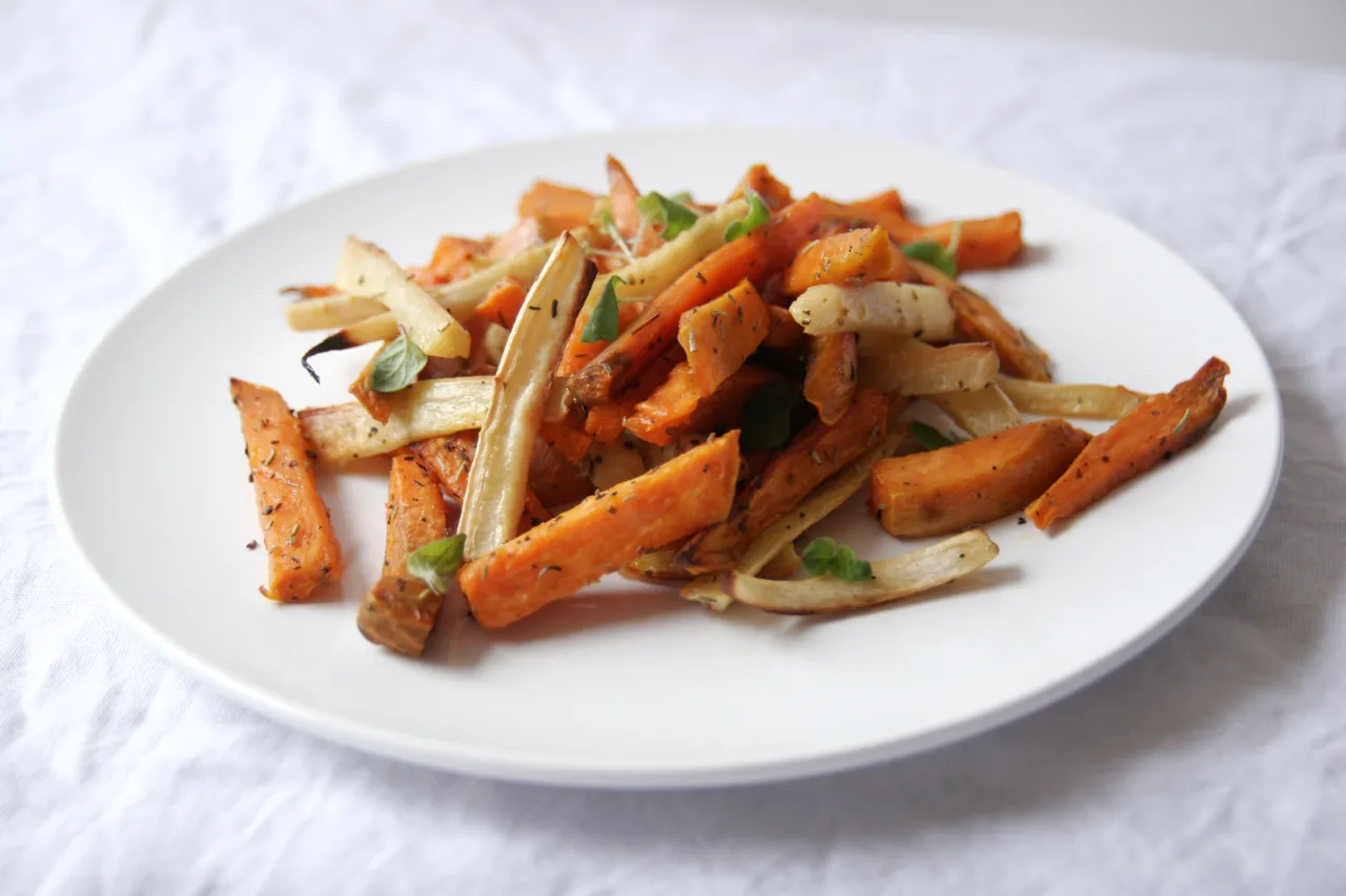 frytki z batatów marchewki selera