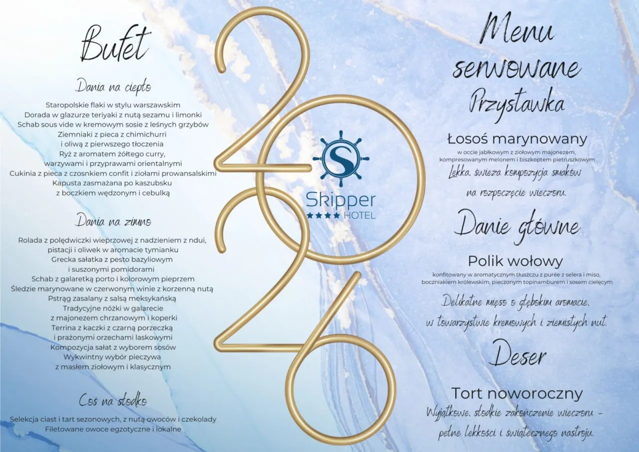 Pakiet sylwestrowy hotel nad morzem menu