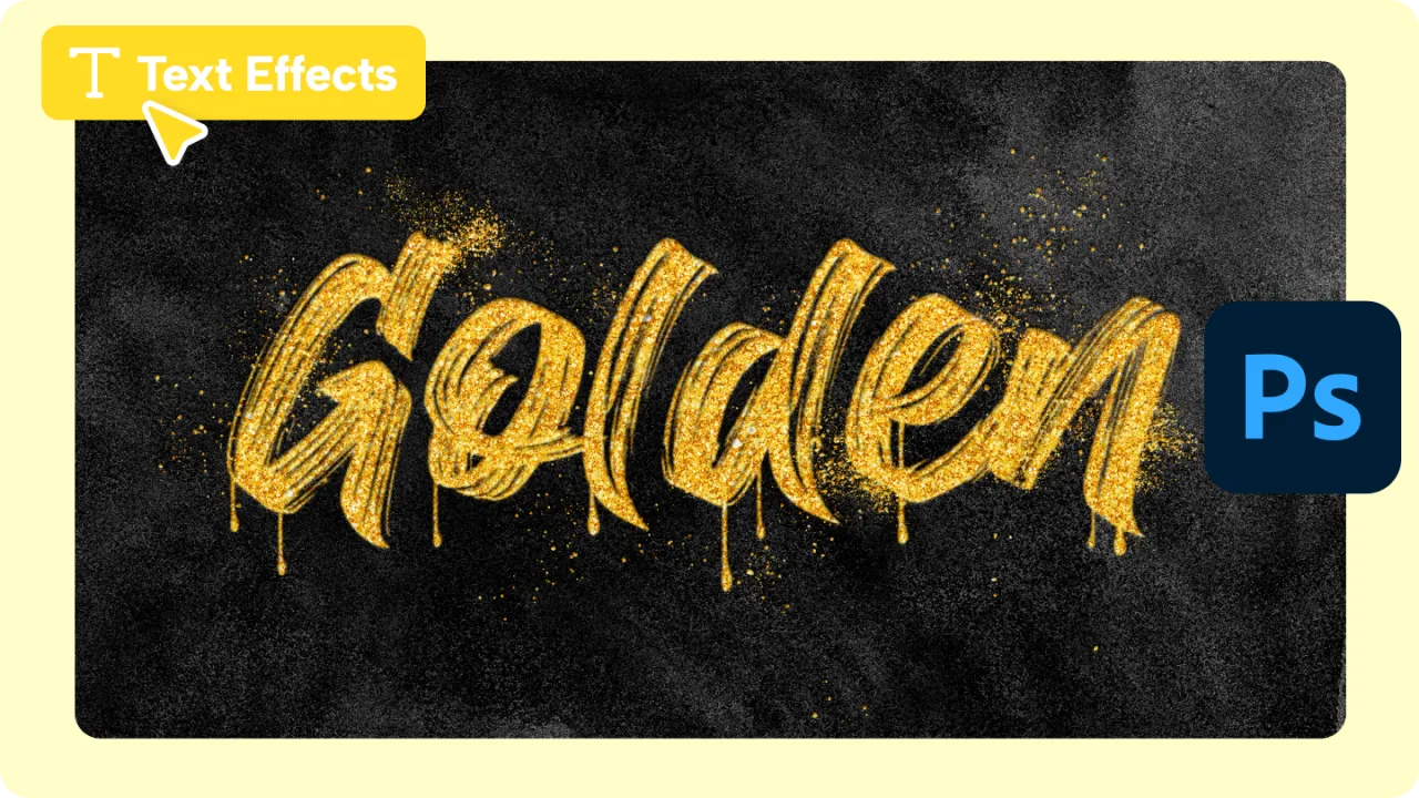 Photoshop style warstwy złoty tekst