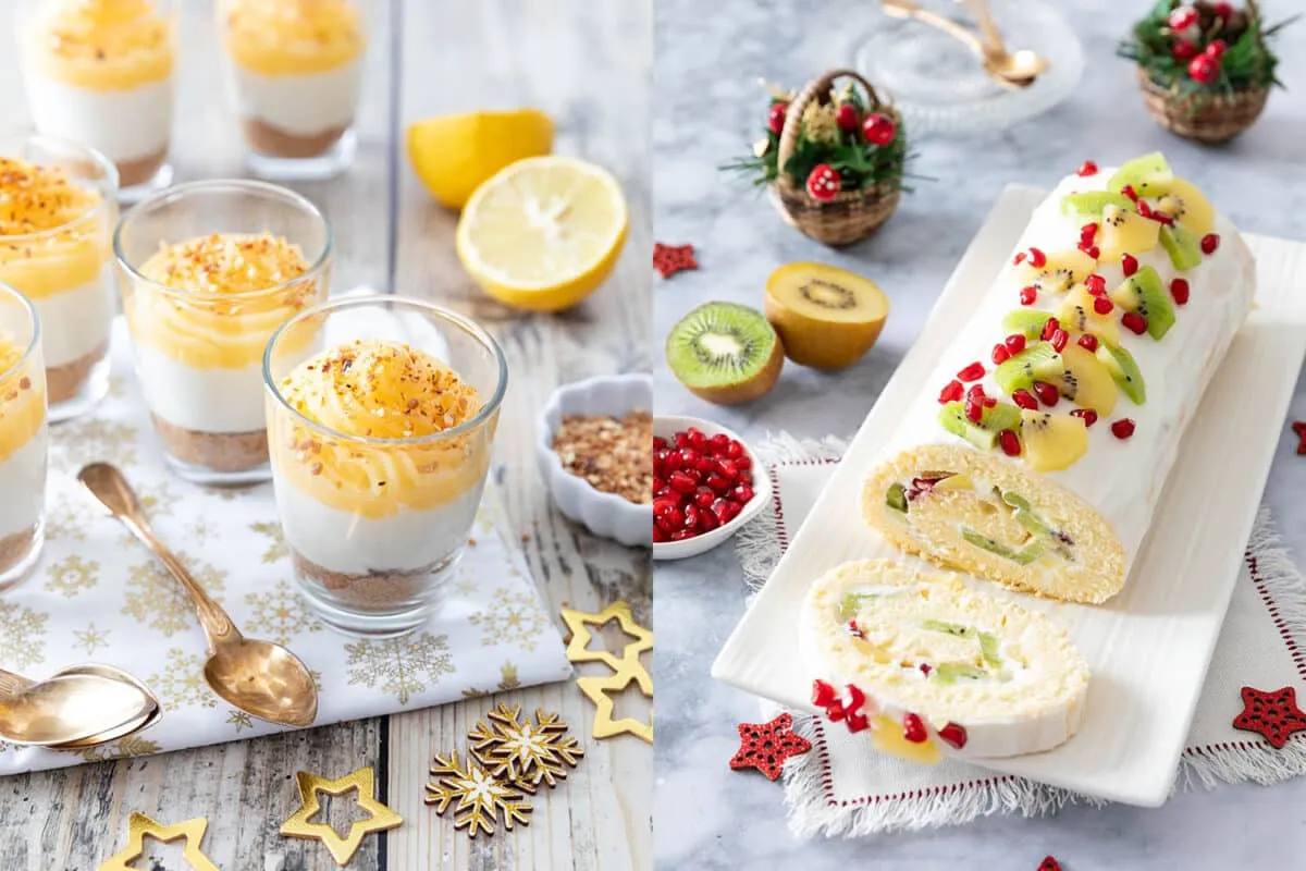 Assortiment de desserts de No&euml;l frais et l&eacute;gers