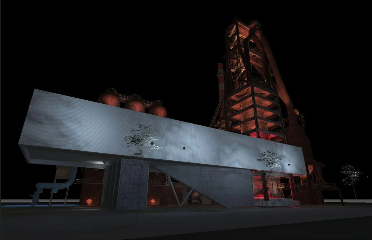 Wielki Piec Huty Pokój Ruda Śląska nocą