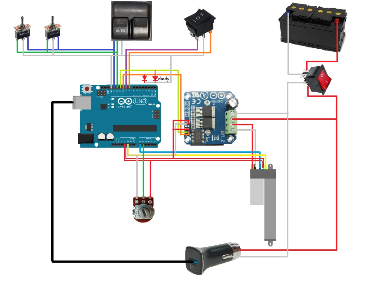 schemat podłączenia sterownika Arduino EHR