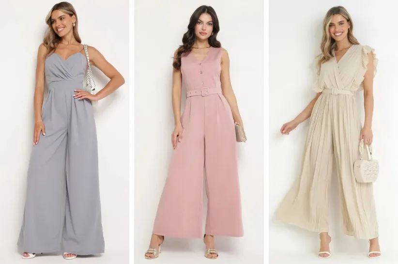 stylizacje damskie na wesele sukienki kombinezony garnitury