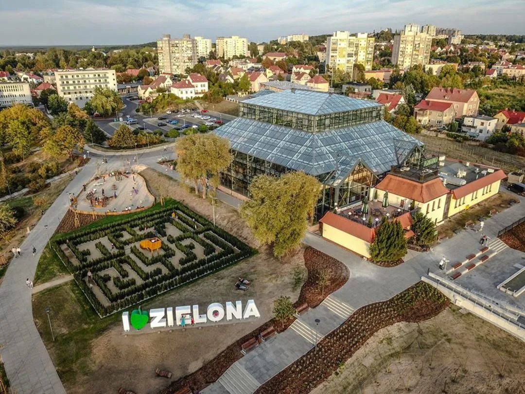 Zielona G&oacute;ra Palmiarnia widok miasto