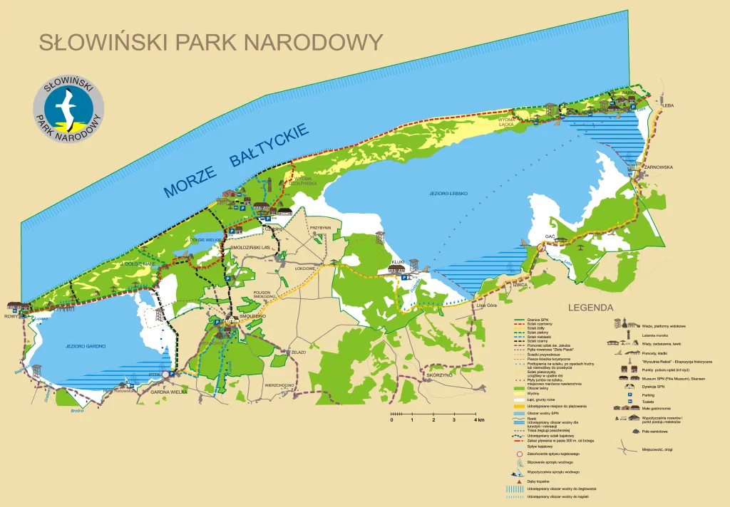 Mapa Łeba Rąbka ruchome wydmy trasa