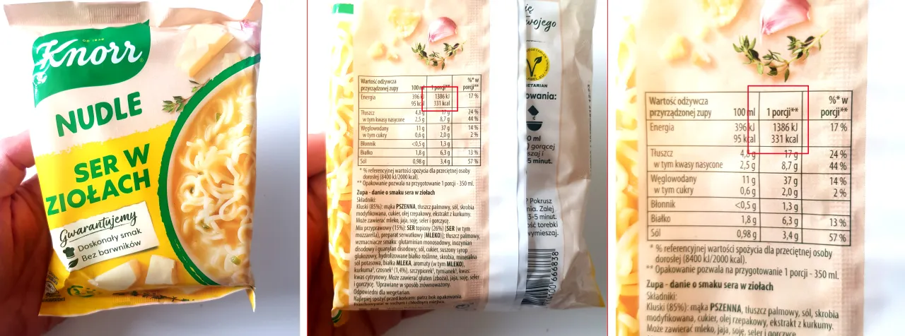 tabela makaronów do zup