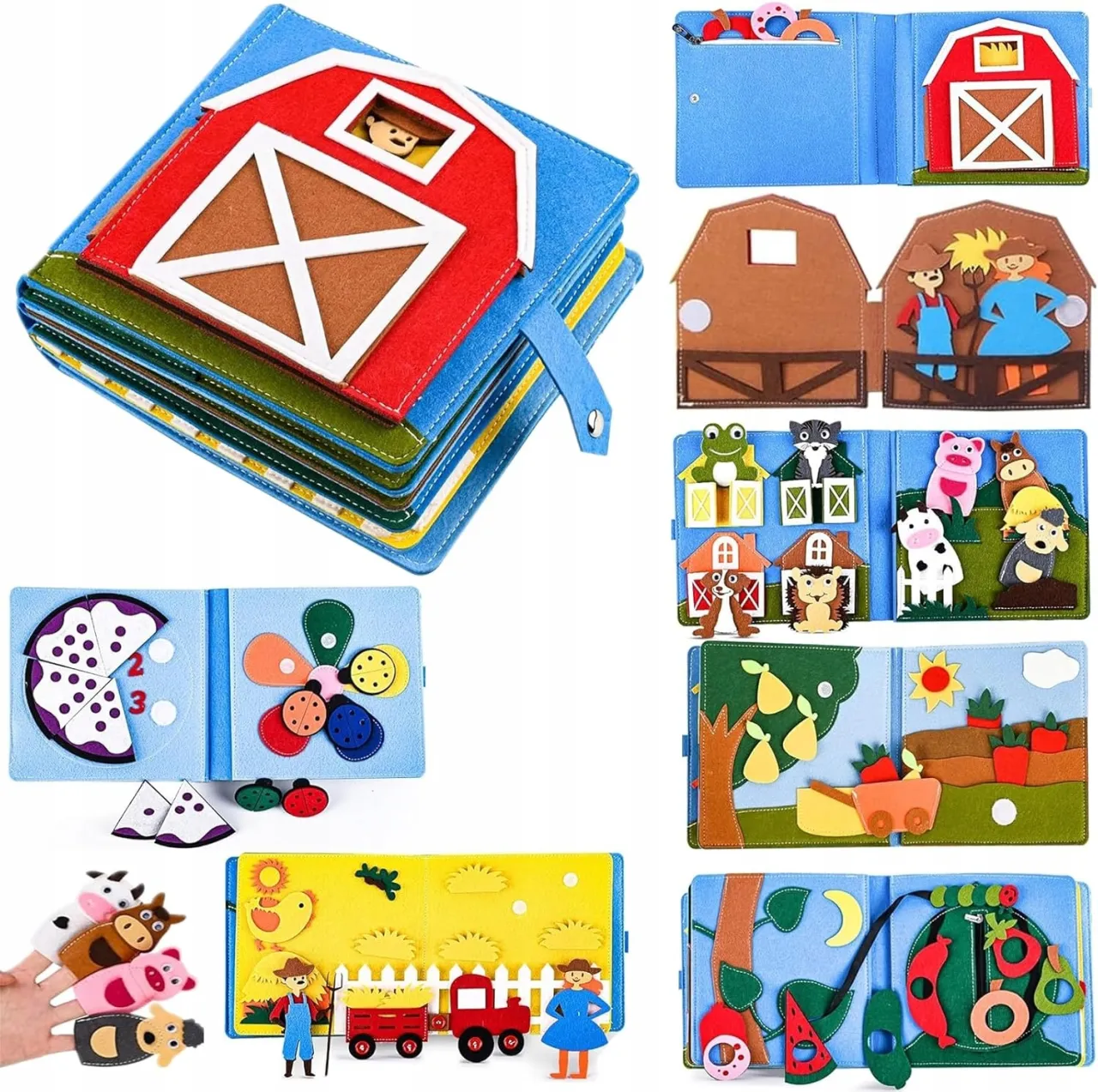 gotowe książeczki sensoryczne z rzepami i materiały do DIY