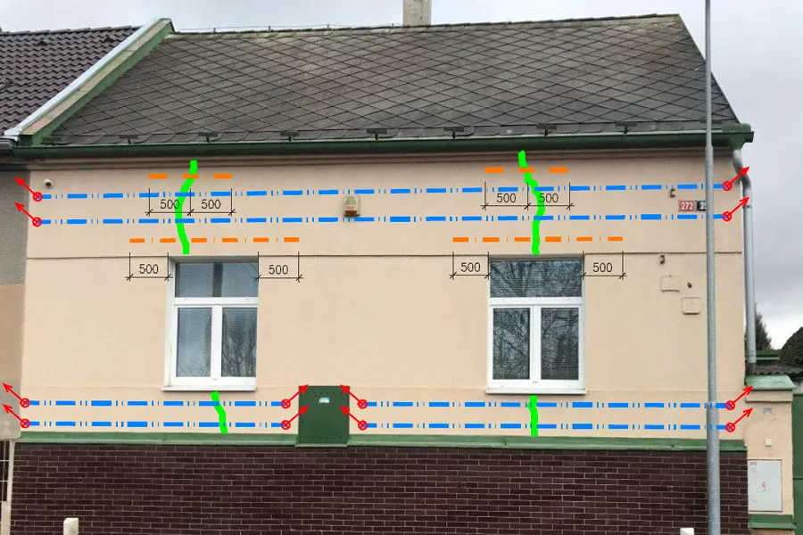 Klamrowanie ścian budynku, schemat wykonania