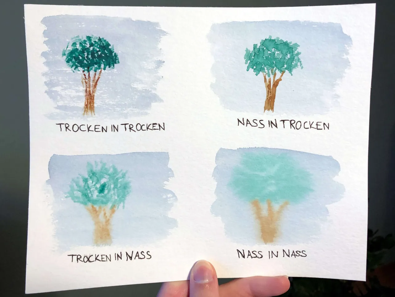 Aquarell Baum Nass-in-Nass Technik
