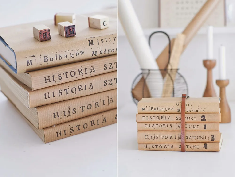 przykłady ozdobnych okładek książek DIY